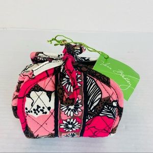 NWOT Vera Bradley All Wrapped Up Jewelry Roll in Mocha Rouge Print